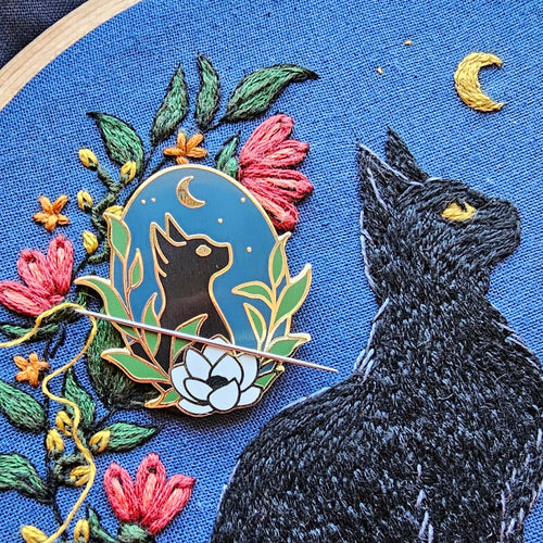 Black Cat Enamel Needle Minder by Jessica Long