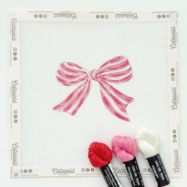 Translation missing: en.Pink Red Striped Christmas Needlepoint Canvas