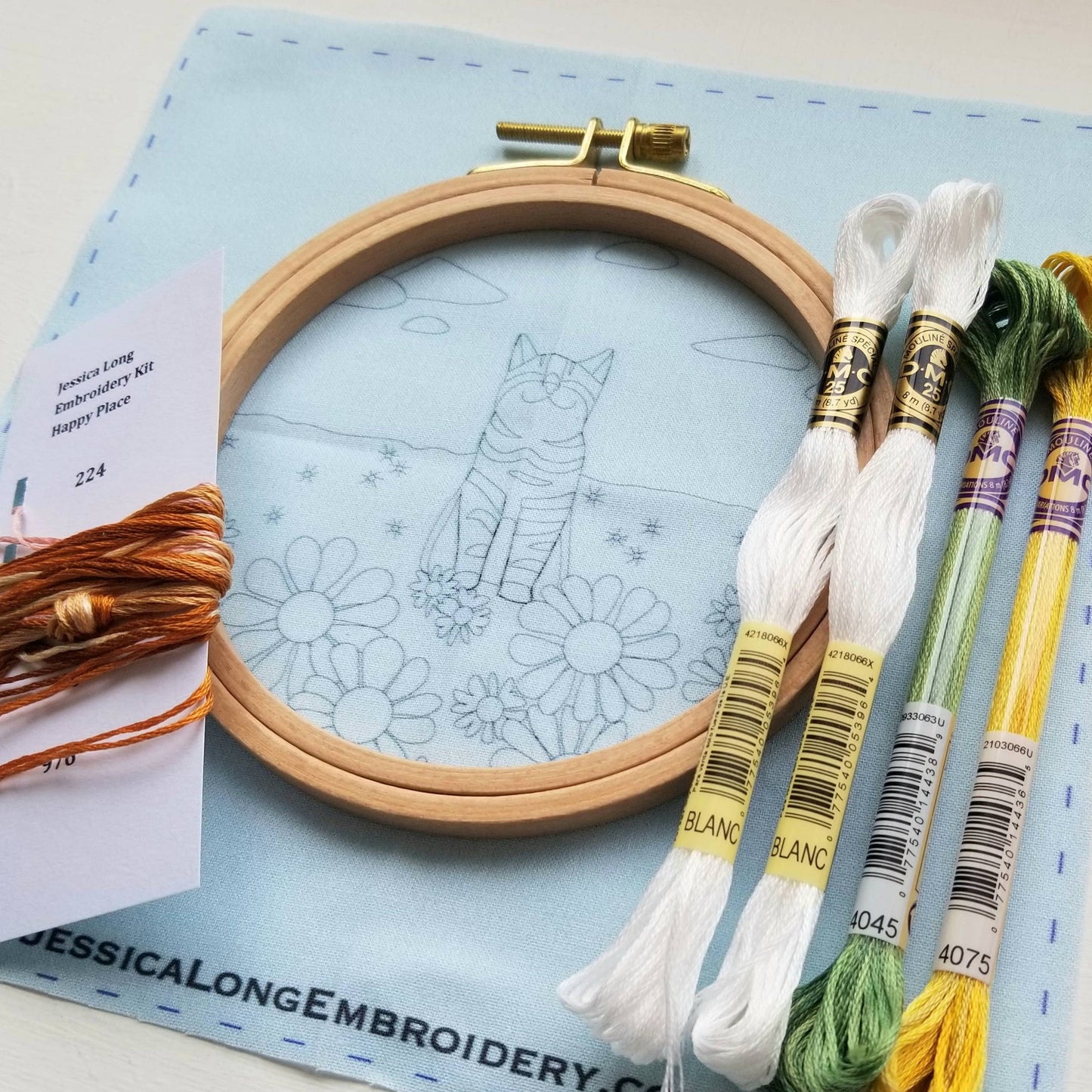 Happy Cat Embroidery Kit by Jessica Long