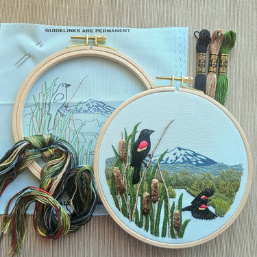 Translation missing: en.Red-Winged Blackbirds Embroidery Kit by Jessica Long