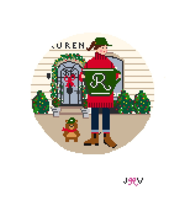 Ralph's Holiday Large Round Needlepoint Canvas