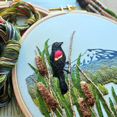 Translation missing: en.Red-Winged Blackbirds Embroidery Kit by Jessica Long