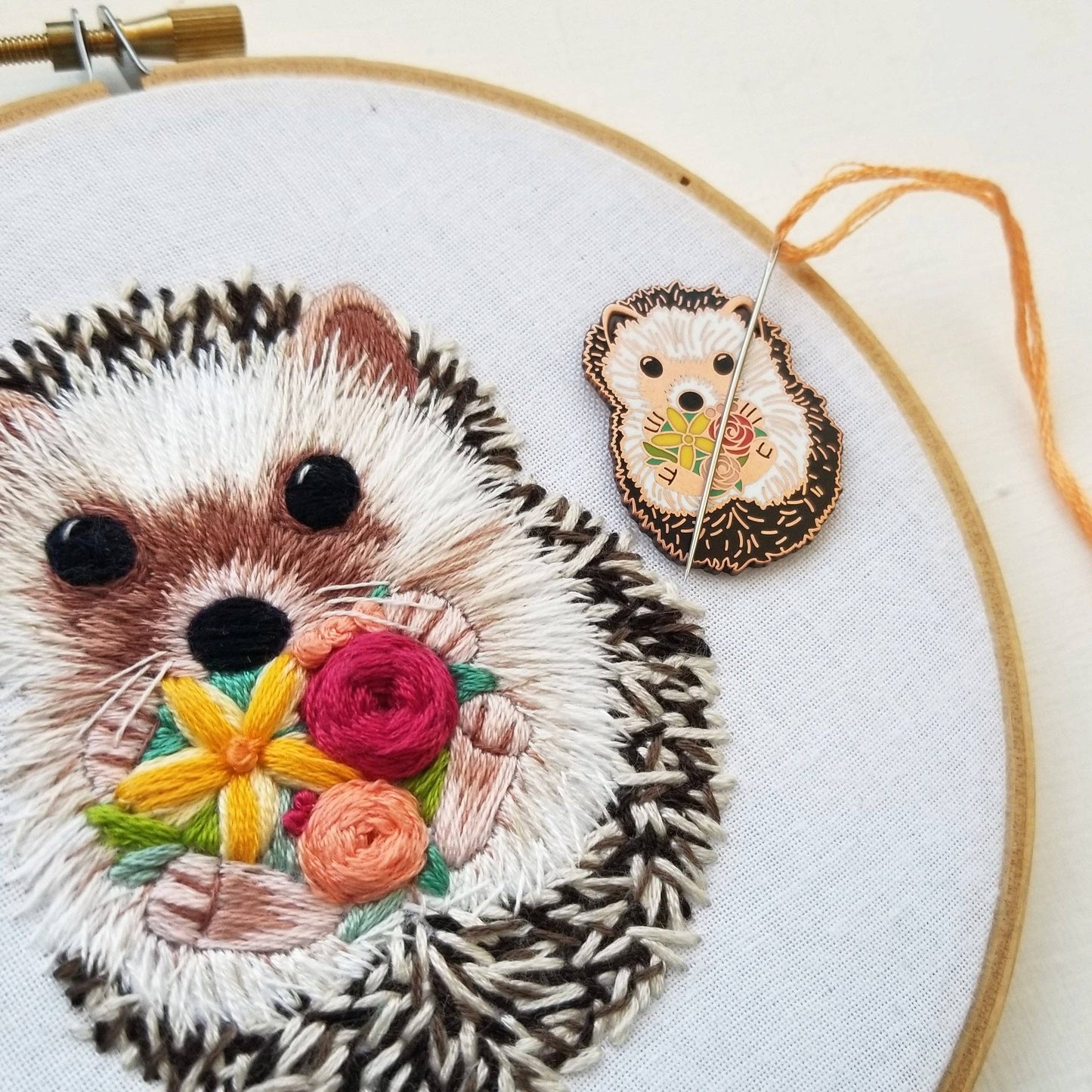 Hedgehog Enamel Needle Minder by Jessica Long