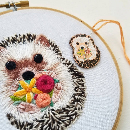 Hedgehog Enamel Needle Minder by Jessica Long