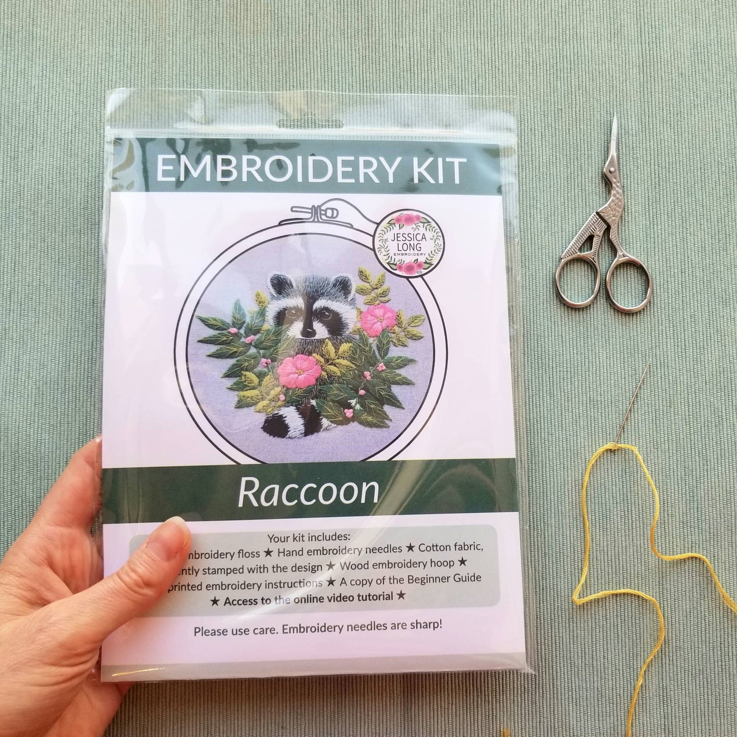 Raccoon Embroidery Kit by Jessica Long