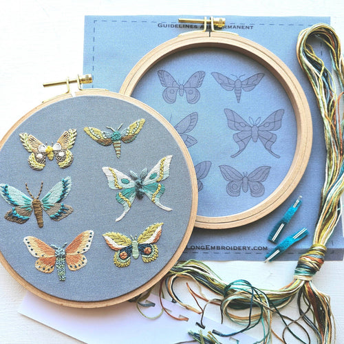 Moth Sampler Embroidery Kit by Jessica Long