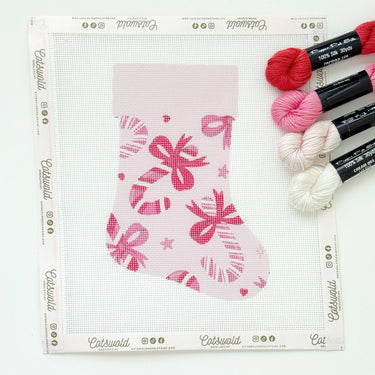 Translation missing: en.Candy Cane Bows Mini Christmas Needlepoint Canvas