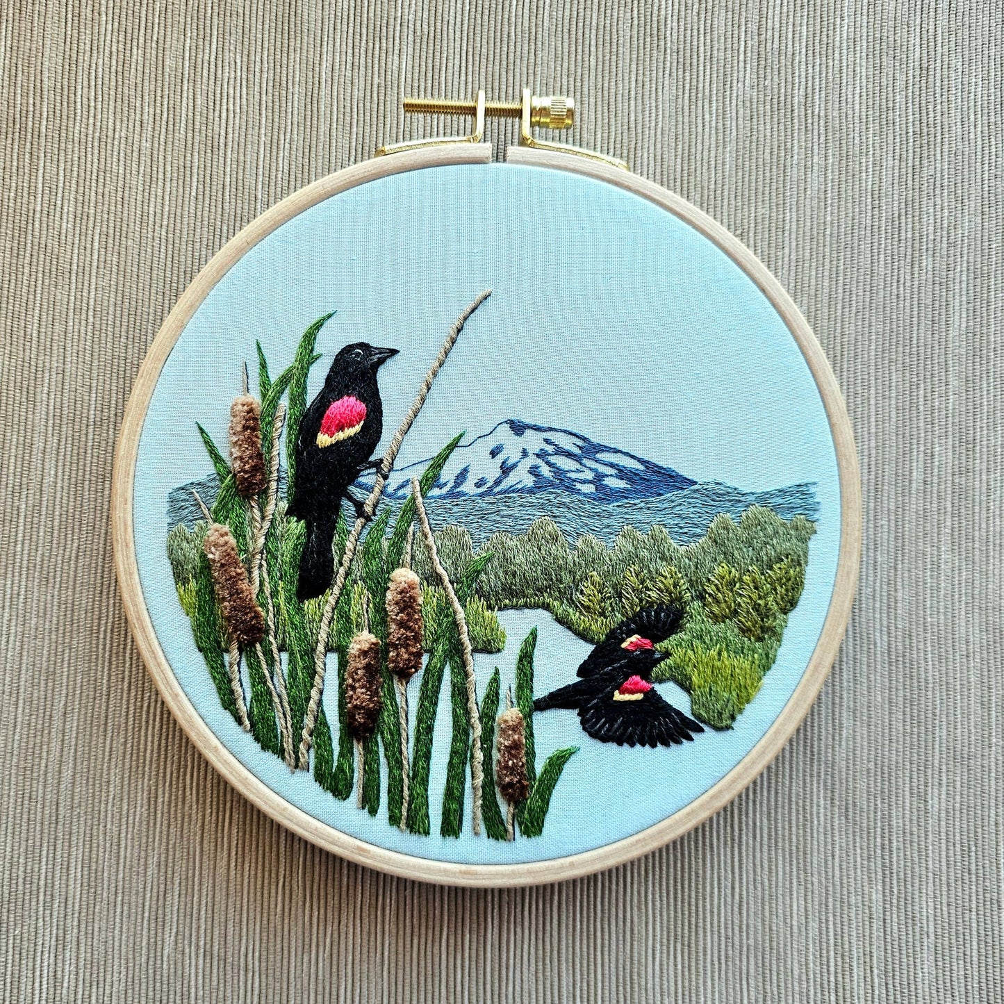 Red-Winged Blackbirds Embroidery Kit by Jessica Long