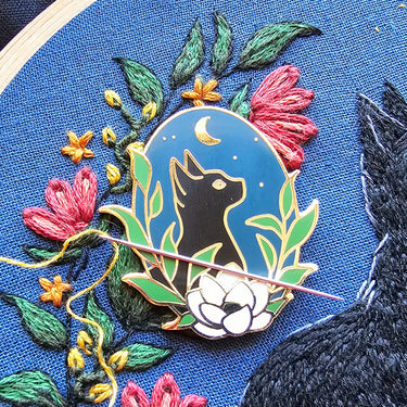 Translation missing: en.Black Cat Enamel Needle Minder by Jessica Long