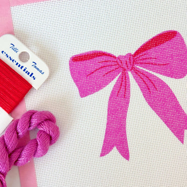 Translation missing: en.Pink Red Bow Needlepoint Canvas